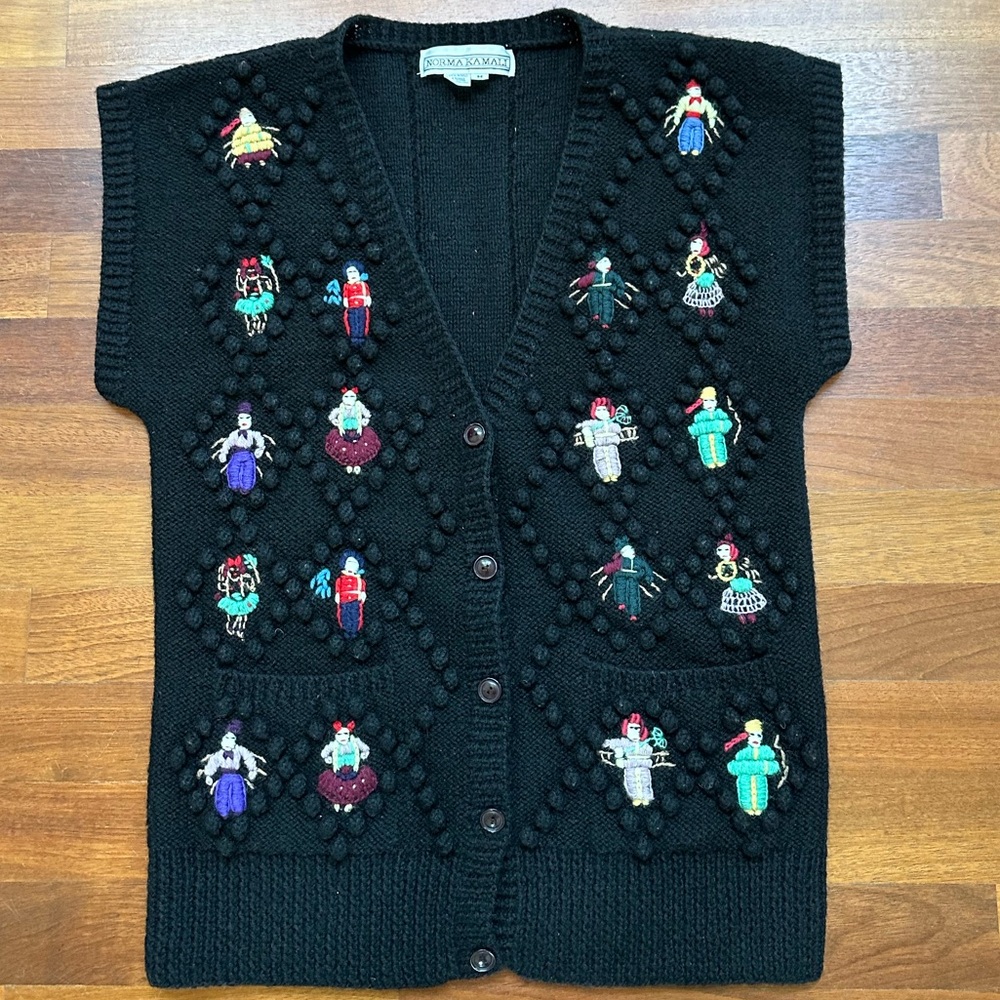 Vintage Norma Kamali Wool Sweater Vest - Picture 1 of 7